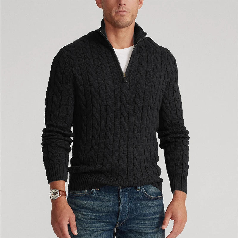 Pull torsadé demi-zip Hadrien