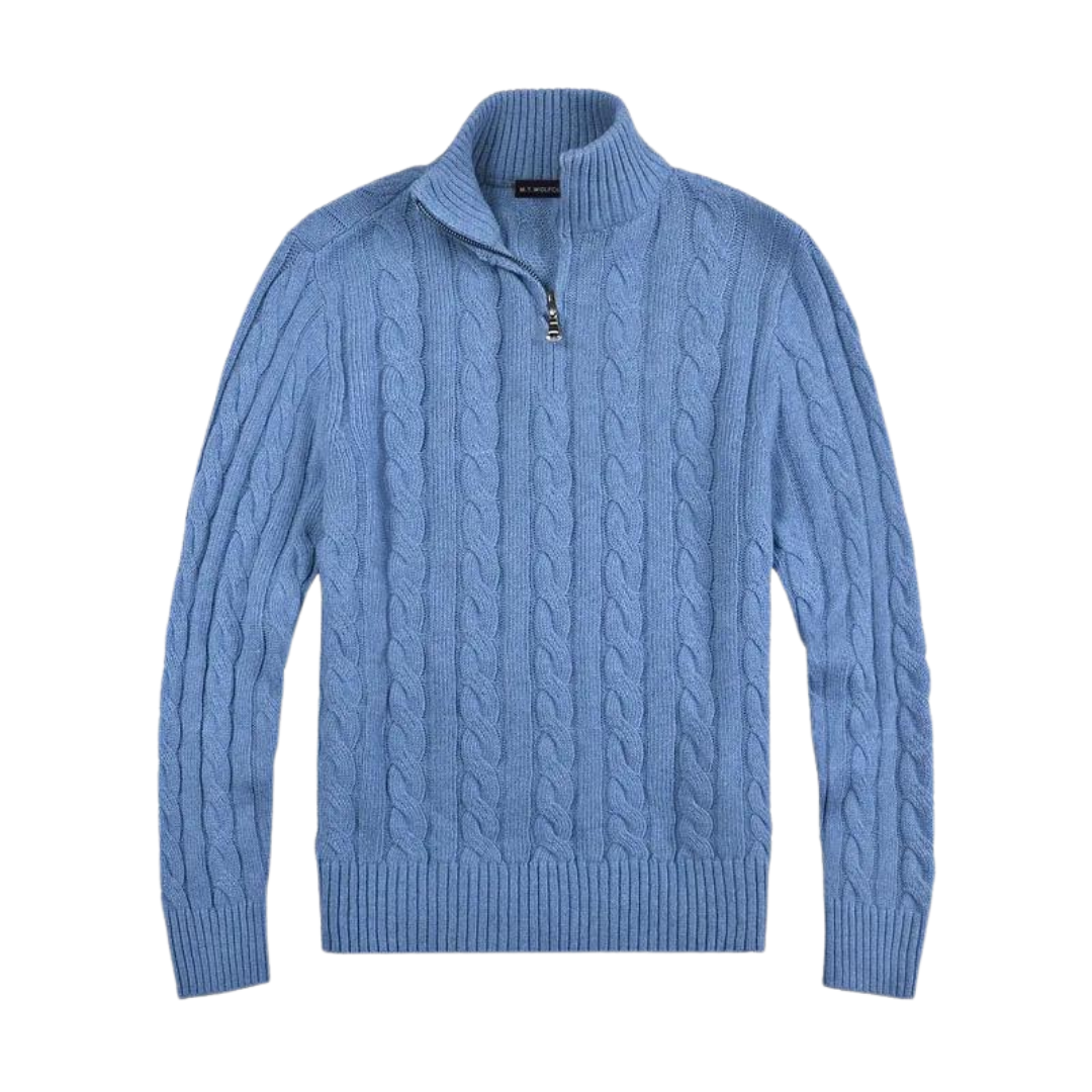 Pull torsadé demi-zip Hadrien