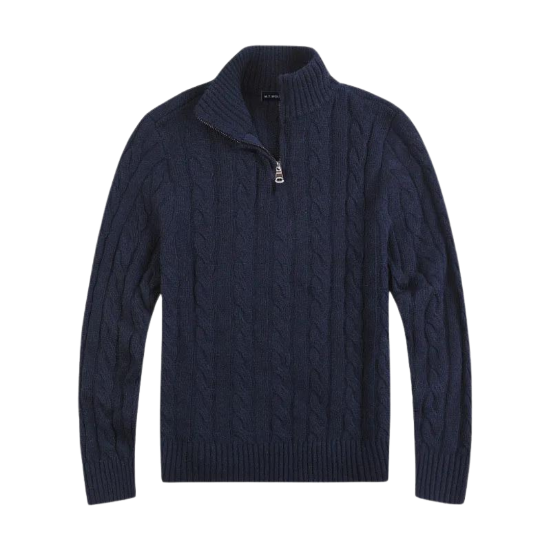 Pull torsadé demi-zip Hadrien